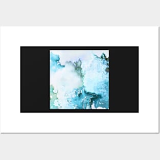 blue fantasy abstract marbled digital painting Posters and Art